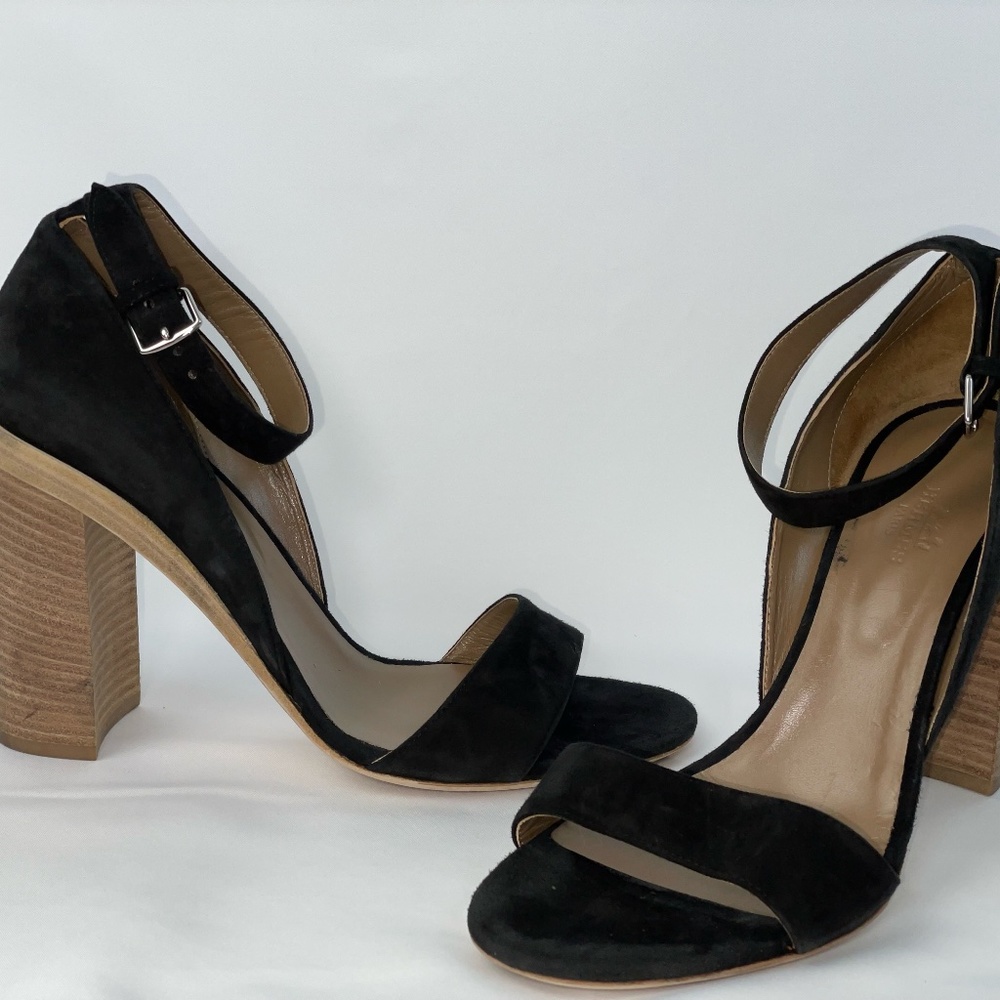 Hermès Suede Sandals, Block Heel, Black